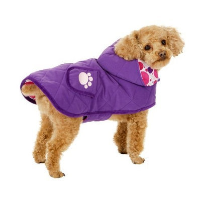 Fashion Pet Blanket Coat for Dogs, Purple Quilted Paw, X-Small
