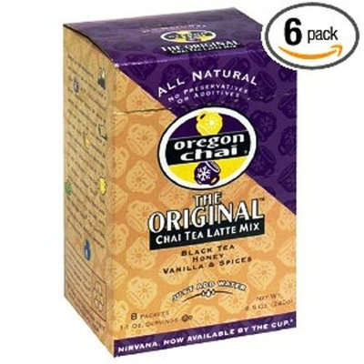 Davinci Oregon Chai Tea Latte Mix, Slightly Sweet Dry, 8-Count Boxes (Pack of 6)