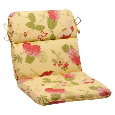 Pillow Perfect Outdoor Rounded Chair Cushion - Yellow/Red Floral