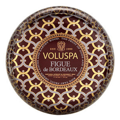 Voluspa 2 wick Candle in Printed Tin, Figue de Bordeaux, 11 oz