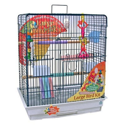 Blue Ribbon 24-Inch by 18-Inch by 28-Inch Complete Bird Cage Kit for Large Birds, Blue/Granite