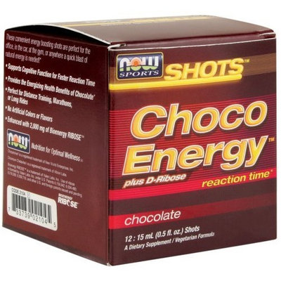 Now Foods Shots, Choco Energy, Chocolate, 0.5 Ounce, 12 Count Box