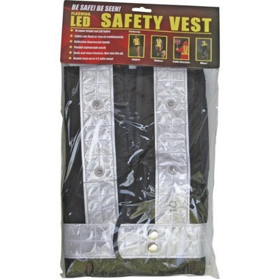 MAXSA Innovations 20028 Navy Blue with White Reflective Safety Vest with 16 LED Lights, Medium