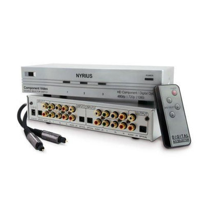 Nyrius HD Ready Component Video Source Selector Switch & Bonus 6 Foot Digital Audio Optical Toslink Cable (NWOC500)
