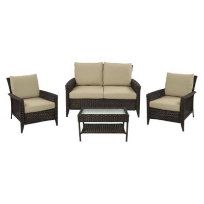 Grand Basket Adriana Wicker 4-Piece Patio Conversation Set