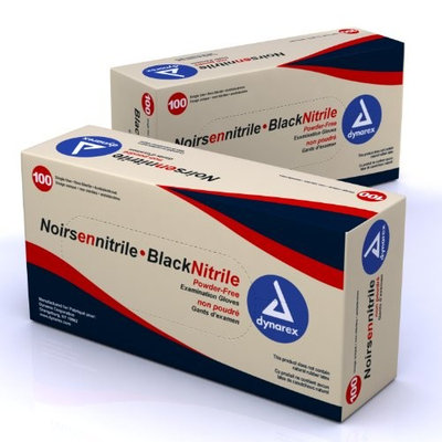 Safe Touch Dynarex Black Nitrile Exam Gloves, Powder Free, Medium, Case/10 Boxes