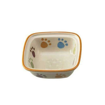 Ethical Pet Paw Print Square Dish Cat 5-Inch Pet Dish
