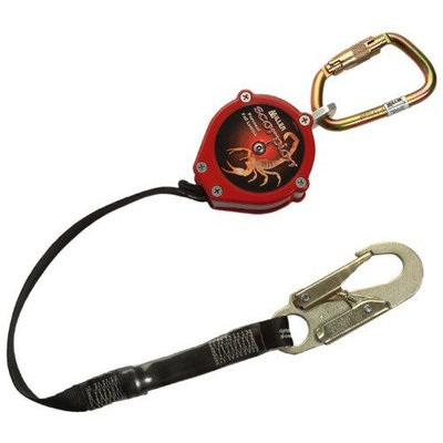 Miller PFL-2/9FT Scorpion 9-Foot Personal Fall Limiter with Steel Twist-Lock Carabiner, Red