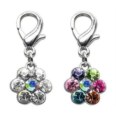Mirage Pet Products Lobster Claw Flower Charm for Pets, Clear