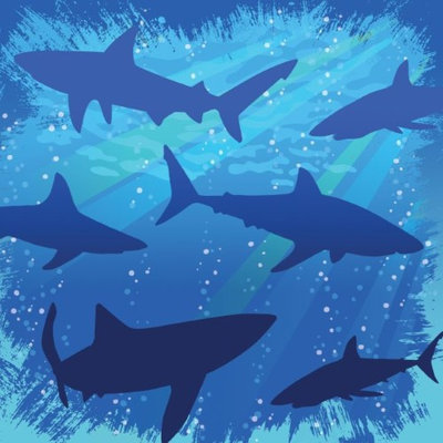 Shark Splash Beverage Napkins 16 Pack