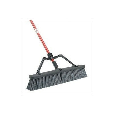 LIBMAN 825 Push Broom w/Handle, Brace, Poly, Gray