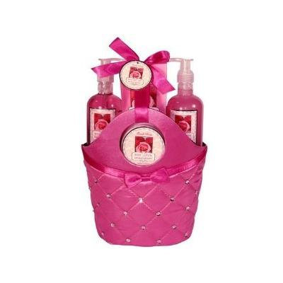 Morgan Avery Bath and Body Satin Rhinestone Bag Gift Set, Rose