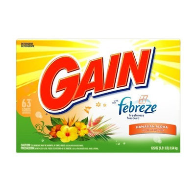 Gain with Febreze Freshness Hawaiian Aloha Powder Detergent 63 Loads, 125.0-Ounce Boxes (Pack of 3)