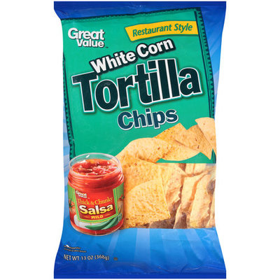 Great Value Restaurant Style White Corn Tortilla Chips, 13 oz