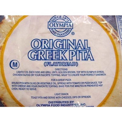 Olympia Original Greek Flat Pita Bread, 6 Inch, 2 Pound (Pack of 12)