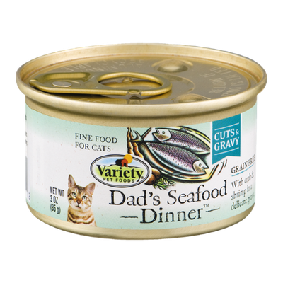 Variety Cat Food Dad's Seafood Dinner Cuts & Gravy