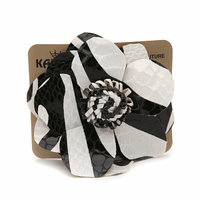Karina Zebra Leather Flower Pin