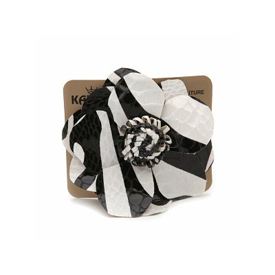 Karina Zebra Leather Flower Pin