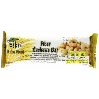 Oskri Fiber Bar, Cashews, 1.9-Ounce (Pack of 20)