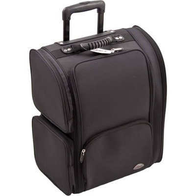 Craft Accents All Black Soft-Sided Professional Rolling Makeup Case with Removable Clear Bags