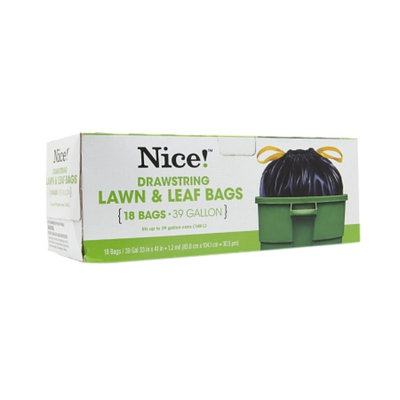 Nice! Drawstring Lawn & Leaf Bags 39 Gallon, 18 ea