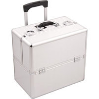 Sunrise 3-Tier Easy Slide Trays Rolling Makeup Case with Dividers in Silver Aluminum Finish