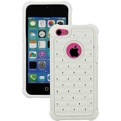 myLife Brand Products myLife Snow White Rugged Diamond Style 3 Layer (Hybrid Flex Gel) Grip Case for New Apple iPhone 5C Touch Phone (External 2 Piece Full Body Defender Armor Rubberized Shell + Internal Gel Fit Silicone Flex Protector)