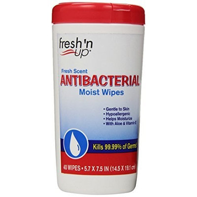 Fresh N' Up Antibacterial Wipes, 40-Count Canister (Pack of 12)