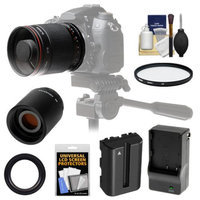 Vivitar 500mm f/8.0 Mirror Lens with 2x Teleconverter (=1000mm) + NP-FM500H Battery & Charger + Filter + Accessory Kit for SLT-A57, A58, A65, A77, A99 DSLR Cameras