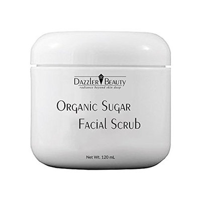 Dazzler Beauty Organic Sugar Facial Scrub - Exfoliates & Smooths Skin - Ideal Cleaning Solution for Dry or Dull Skin - For All Skin Types - 4.0 oz/120 ml