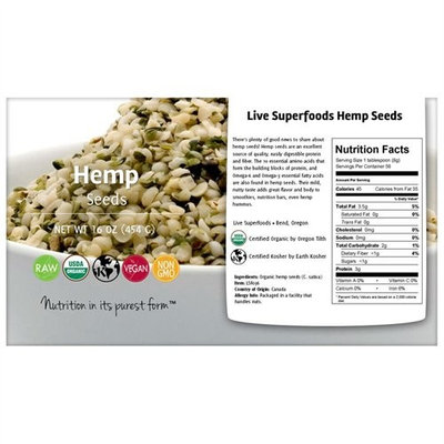 Live Superfoods Organic Hemp Seeds, 16 oz