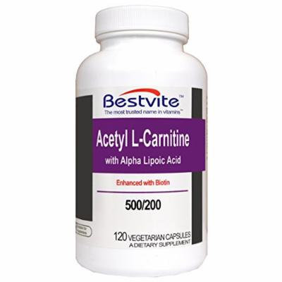 Acetyl L-Carnitine 500mg & Alpha Lipoic Acid 200mg (120 Vegetarian Capsules)
