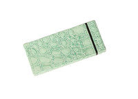 BEAUTY9 FBG017 MINT GREEN Two Sided Sliding Mirror with 5x Magnified Faux Croc Leather