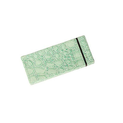 BEAUTY9 FBG017 MINT GREEN Two Sided Sliding Mirror with 5x Magnified Faux Croc Leather