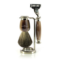 Edwin Jagger Simulated Horn and Nickel Shaving Set