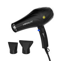 HIRALY YL-8899 Hair Dryer 2000 Watt AC Motor Professional Negative Ionic Blow Dryer with 2 Blow Dry Attachments (Black)