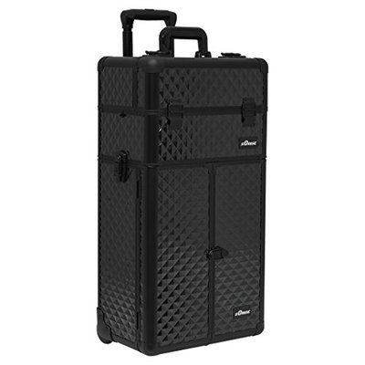 Sunrise 2-in-1 Aluminum Rolling Cosmetic Makeup Artist French Door Case with 3 Extendable Trays Brush and 4 Drawers
