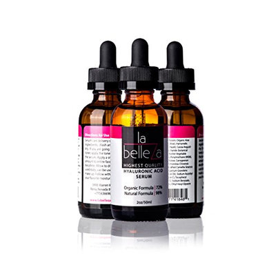 2 OZ Best Hyaluronic Acid Serum in Health and Beauty. Natural Organic Topical Anti Aging Wrinkle Serum. Hyaluronic Acid Liquid with Vitamin C