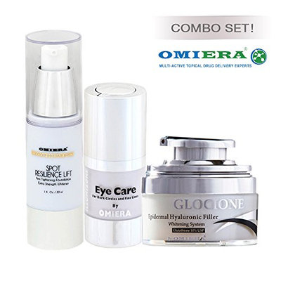 Anti-Wrinkle Cream Glocione (1.0 fl oz) + Dark Circle Eye Cream llumizone (0.5 fl oz) + Dark Spots Corrector Glocione (1.0 fl oz) Anti Aging Products By Omiera Labs