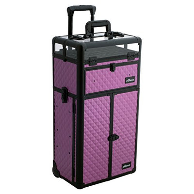 Sunrise 2-in-1 Professional Rolling Cosmetic Makeup Nail Artist Case Foundation Holder with 2 Drawers
