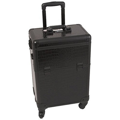 Craft Accents 4-Wheels Crocodile Rolling Aluminum Cosmetic Makeup Case