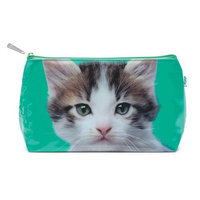 Catseye Kitten On Green Cosmetic Wash Bag