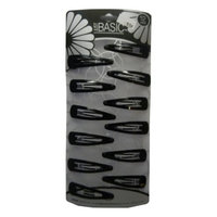 Black Metal Hair Snap Clips (Set of 12)