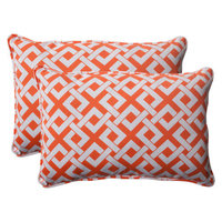 Pillow Perfect Outdoor 2-Piece Rectangular Toss Pillow Set/White Boxed In Geometric
