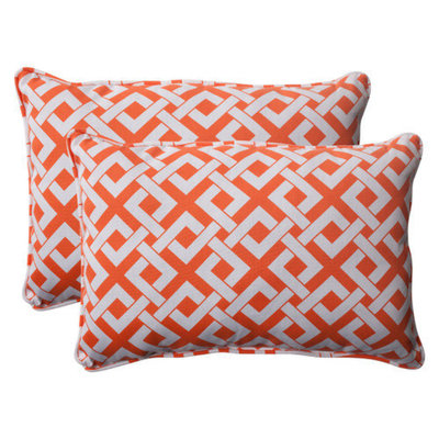 Pillow Perfect Outdoor 2-Piece Rectangular Toss Pillow Set/White Boxed In Geometric