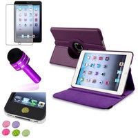Insten iPad Mini 3/2/1 Case, by INSTEN Purple 360 Stand Leather Case Cover+Matte SP for iPad Mini 3 2 1