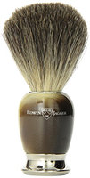 Edwin Jagger Simulated Horn Pure Badger Hair Shaving Brush with Nickel Plated Collar and End Cap