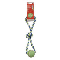 Hagen 72393 Dogit Striped Cotton Loop Tug with 2 Tennis Balls, Multi, 18-Inch