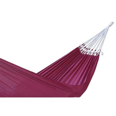 NOVICA Cotton hammock, 'Ipanema Wine' (single) - Fair Trade Cotton Solid Burgundy Hammoc