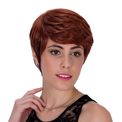 Probeauty Charming Short Wave Synthetic Party Hair Auburn Wig for Women